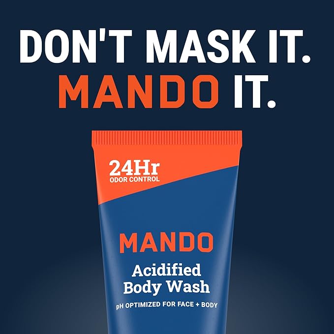 Mando Odor Shield Body Wash - 24 Hour Control - Removes Odor Better than Soap - SLS Free, Paraben Free, Skin Safe - 8.5 Ounce (Pack of 2) (Pro Sport)
