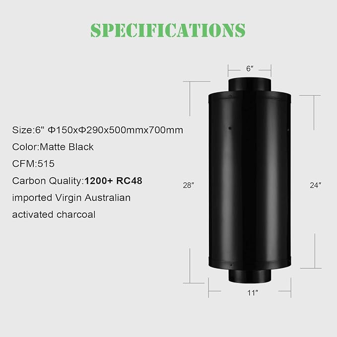 G-HYDRO 6 Inch Inline Air Carbon Filter - Image 2