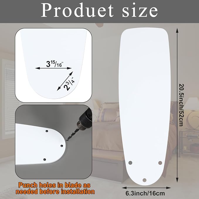 5 Pack Replacement Fan Blades for 42"/52" Ceiling Fan Waterproof Blades - Image 2