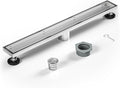 Linear Shower Drain 24", Brushed Floor Drain with Tiled Insert Grate & Hair Strainer, 304 Stainless Steel Bathroom 2-in-1 Tiled in Drain, CUPC Certified (Brushed, 24'')