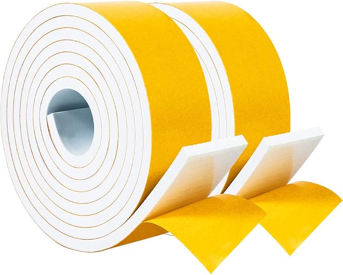 Yotache White Foam Weather Stripping 2" x1/4", Self Stick High Density Closed by yotache