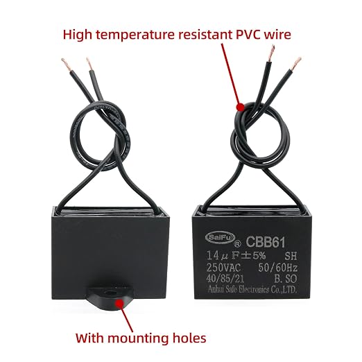 CBB61 Capacitor 14uf 250V AC Ceiling Fan 2 Wire 50/60Hz - Image 3
