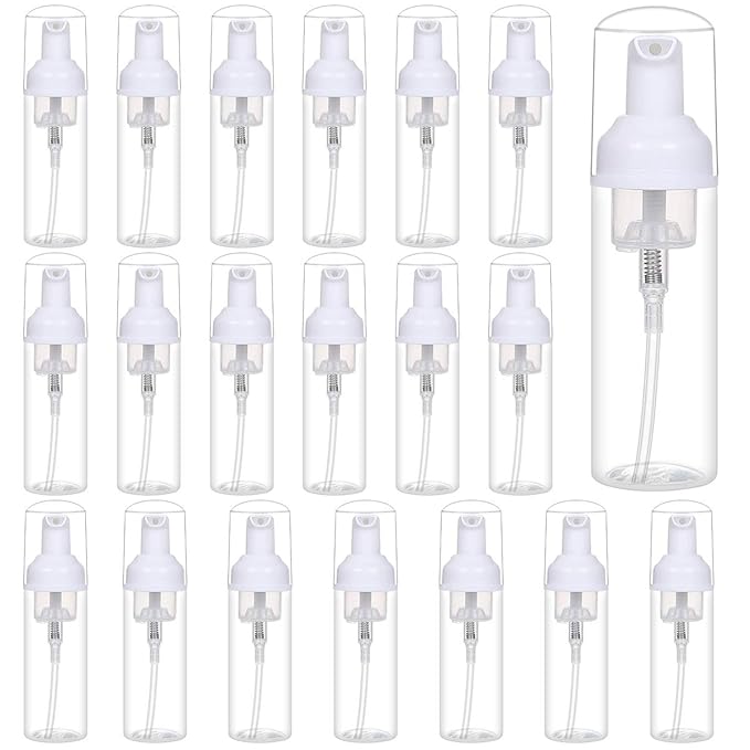 24 PCS Foam Pump Bottle Dispenser Refillable 2oz/60ml Empty Travel Size Foam Bottle for Lash Shampoo Hand Soap Shampoo Lash Cleanser Packaging Liquid Cleaning