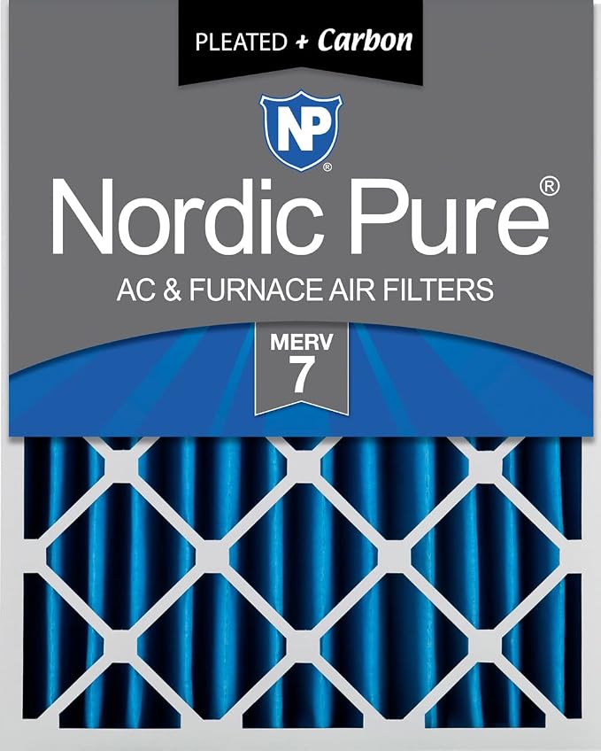 Nordic Pure 20x25x4 Pleated Air Filters MERV 7 Plus Carbon 1 Pack by NordicPure