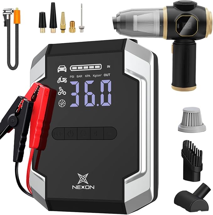9-in-1 Jump Starter with 150PSI Air Compressor & Vacuum Cleaner, 20000mAh by Unknown