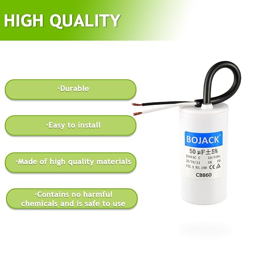 BOJACK Run Capacitor 50 uF MFD 250V AC 50 MFD CBB60 2 Wire 50/60Hz Cylinder - Image 7