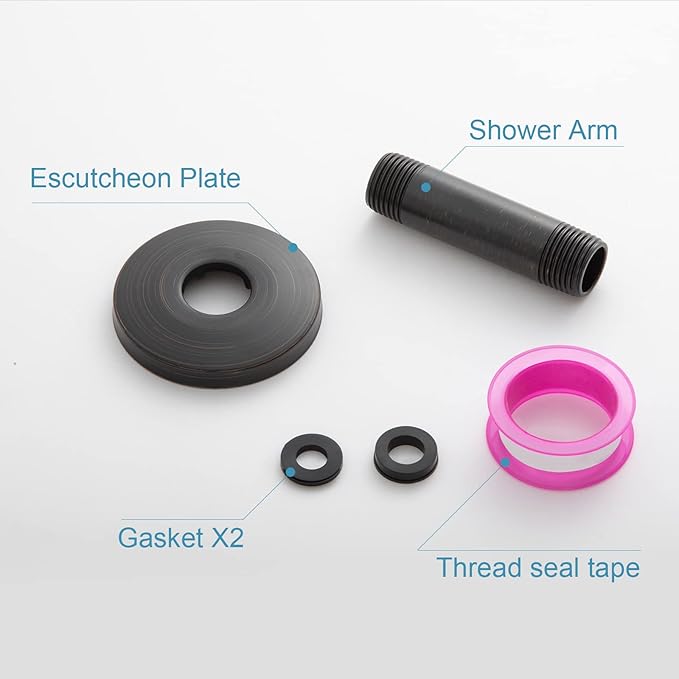 OFFO Shower Arm with Flange, 3 in Oil Rubbed Bronze Ceiling Mount Replacement Rain Shower Head Straight Arm Ceiling-Mounted For Fixed Shower Head & High Pressure Rain
