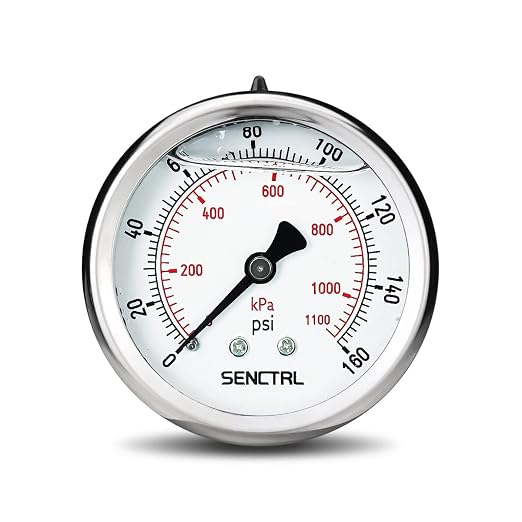SENCTRL 0-160 Psi Glycerin Liquid Filled Air Pressure Gauge, 2.5" Dial Size by senctrl