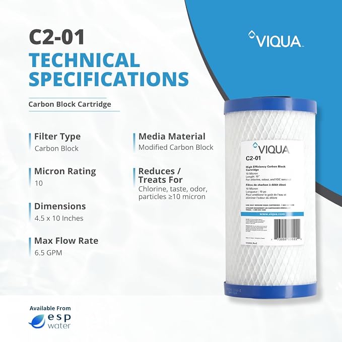 Viqua C2-01 Carbon Block Water Filter Cartridge – 10" x 4.5", 10 Micron - Image 5
