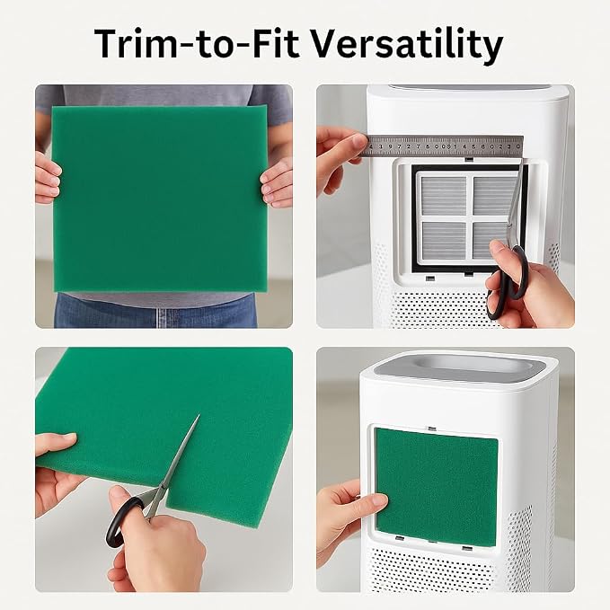 Universal Foam Air Filter Material Sheet – 14" x 17" x 5/8", 65 PPI Green Fine - Image 3