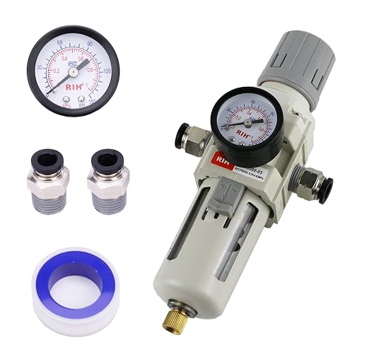RIH 3/8"NPT Air Filter Pressure Regulator Combo Piggyback, 5 Micron Brass by RIHRightPneumatic