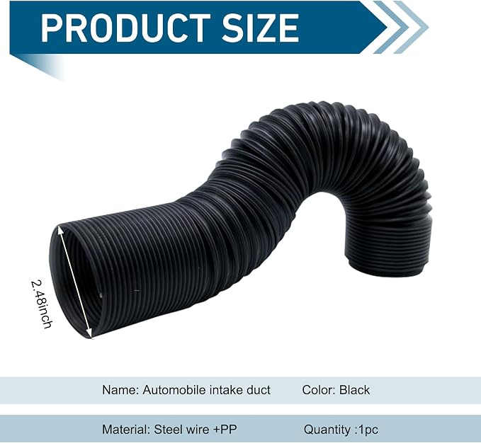 Car Air Intake Pipe, 2.5" Leak-proof Bendable Feed Expansion Hose - Image 2