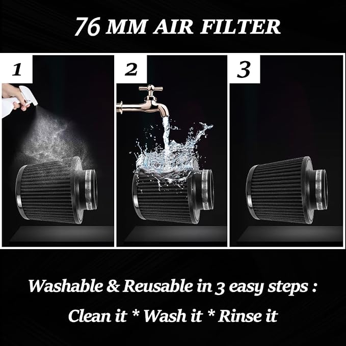 Universal 3 Inch 76mm Air Intake Filter Replacement Cone Air Filters Quality - Image 3
