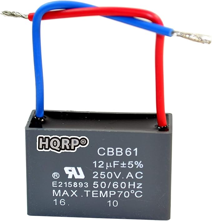 HQRP Ceiling Fan Capacitor CBB61 12uf 2-Wire UL Listed by HQRP