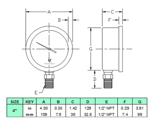 4" Oil Filled Pressure Gauge - Image 5