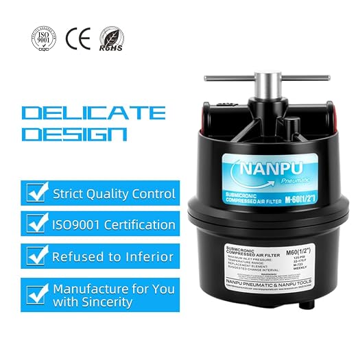 NANPU 3/8" NPT Sub-Micronic Compressed Air Filter Kit – 0.01 Micron Filtration - Image 6