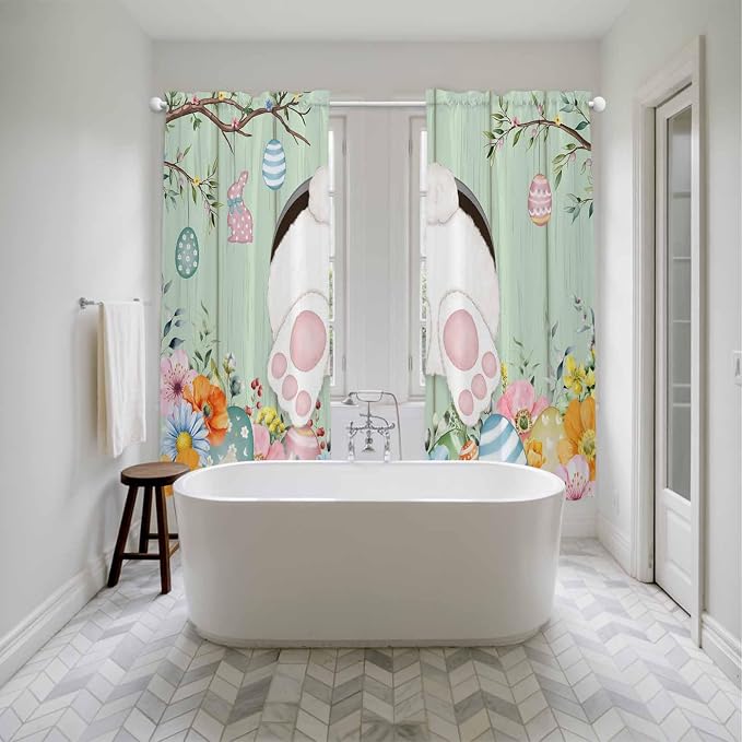 Easter Window Curtains 72 Inch Long 2 Panel Set, Rod Pocket Long Curtains & - Image 5