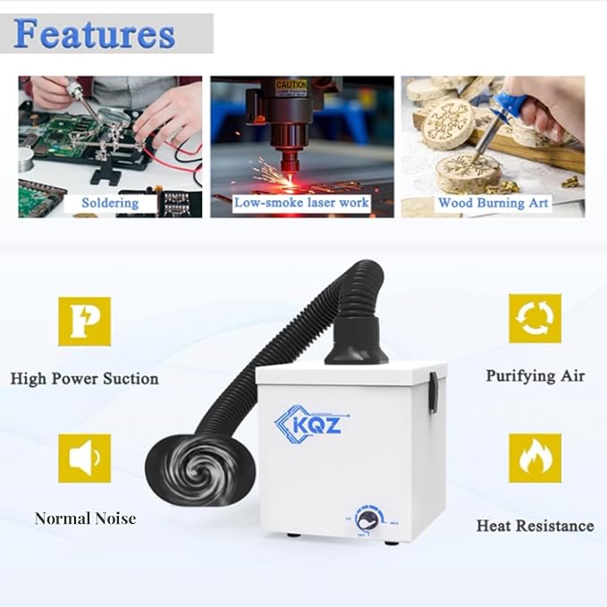 KQZ-W1 Solder Fume Extractor, 168m³/h Strong Suction Smoke Extractor, 5*Thick - Image 5