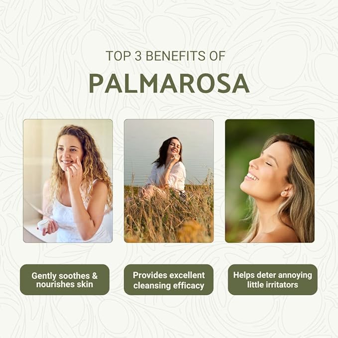 Palmarosa Essential Oil Direct from Norex Flavours India for Skin and Aromatherapy - Aceite de Palmarosa for Candle Scent for Candlemaking and Soaps (15ml)