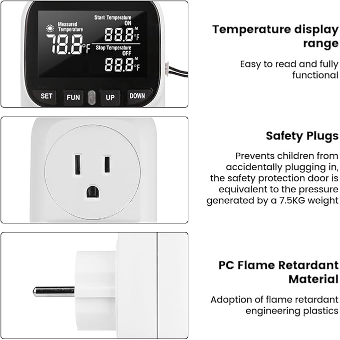 Diymore 1800W Digital Temperature Controller Plug in Thermostat Outlet Digital - Image 4