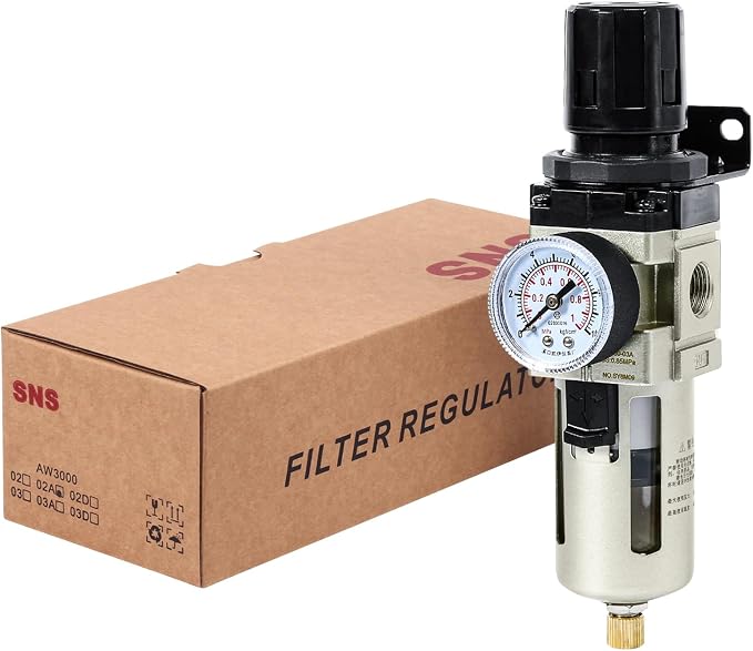 SNS Compressed Air Filter Regulator Piggyback Combo 3/8''NPT- Poly Bowl - Image 5