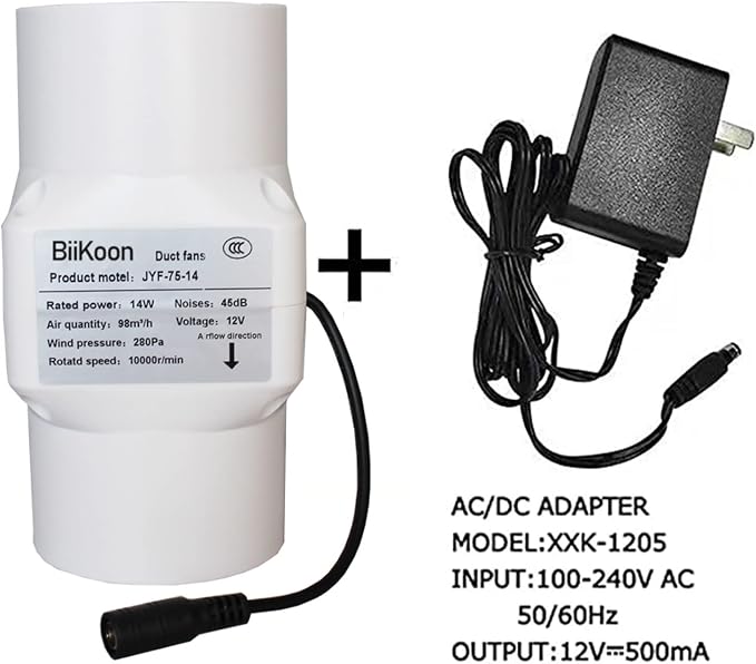 3 Inch Inline Duct Fan 53 Cfm Extractor Fan 12V Plastic Blower Air Exhaust - Image 6