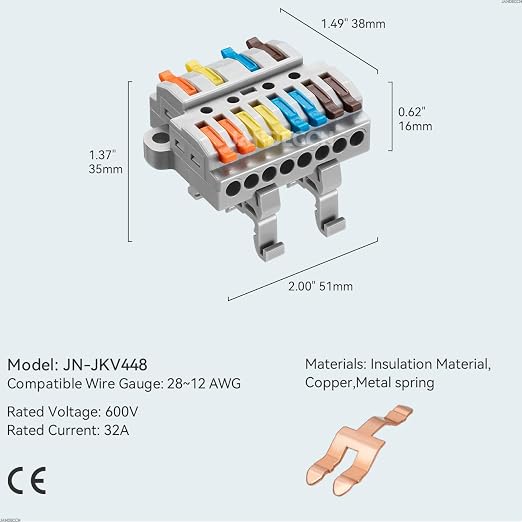 6pcs DIN Rail Terminal Blocks, DIY Splicing Wire Connectors - Image 5