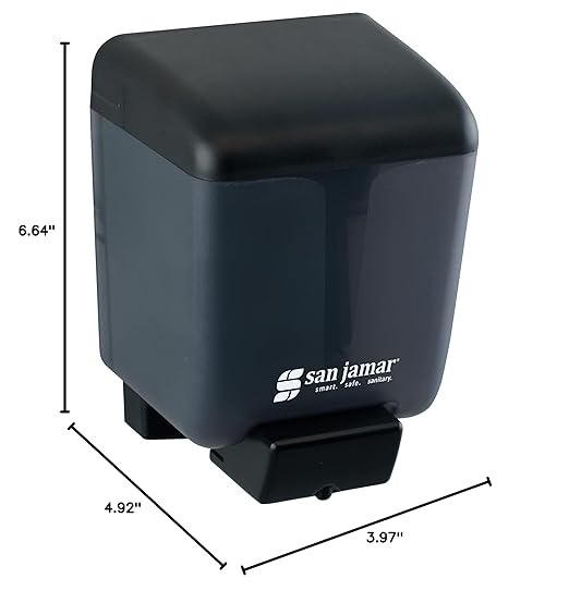 San Jamar Classic Plastic Manual Soap Dispenser, Hand Sanitizer Dispenser, Lotion Dispenser with Universal Compatibility for Home, Bathroom, Kitchen, Restooms, Restaurants, 30 Ounces, Black Pearl