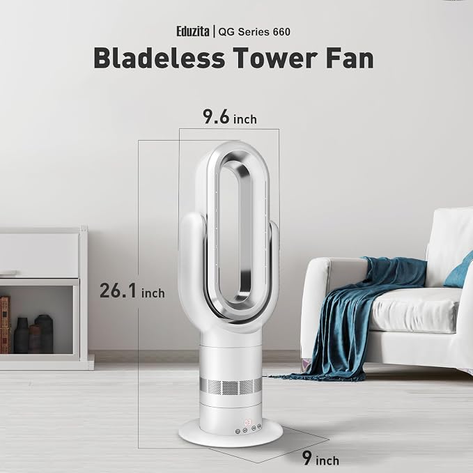 QG660 Bladeless Tower Fan and Heater Combo, 71° Oscillation & 180° Tilt - Image 2