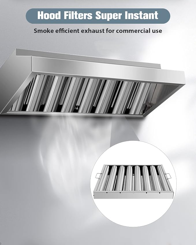 Hood Filters 430 Stainless Steel 19.5W x 19.5H Inch, 7 Grooves Commercial Hood - Image 2