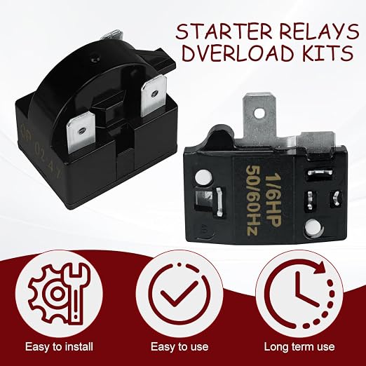 3-Pin PTC Relay and Overload Kit 2 Sets Refrigerator Starter/Start QP2-4R7 4.7 - Image 3