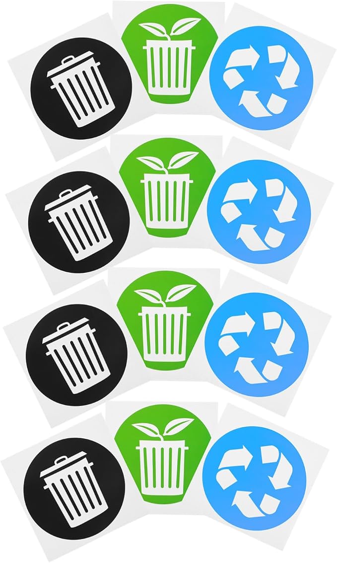 DOITOOL 12pcs Trash Can Recycling Labels Garbage Bin Stickers by DOITOOL