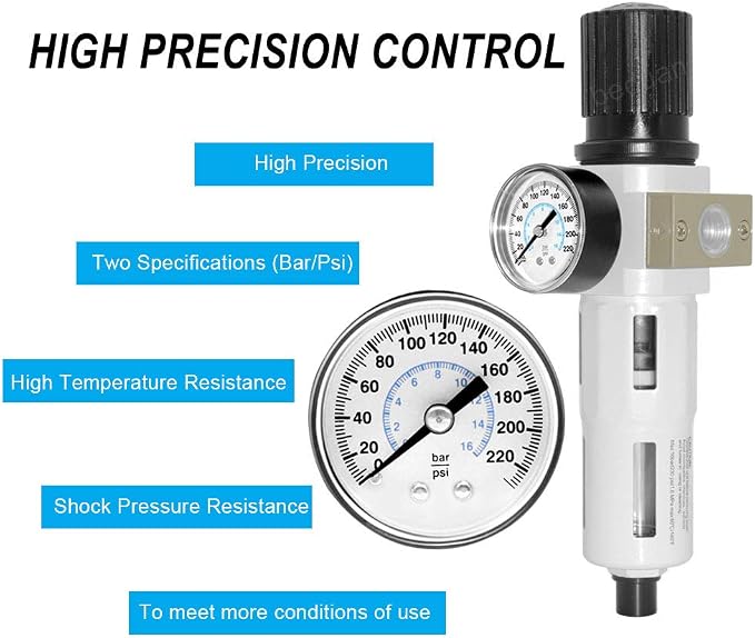 Beduan Compressed Air Pressure Regulator Filter 1/2"NPT, Water/Oil Trap - Image 5