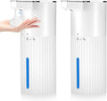 2 Pack Touchless Automatic Soap Dispenser, Smart Sensor Foam Hand Wash Dispenser, USB Rechargeable & Adjustable Customizable for Bathroom Countertop Kitchen Sink, 13.5 oz White Stripes
