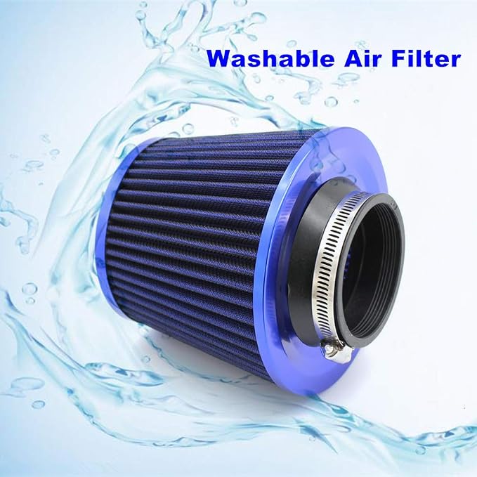 Cone Air Filter 3 Inch Inlet, Clamp-on 76mm/3" Cold Air Intake Filter, Washable - Image 3