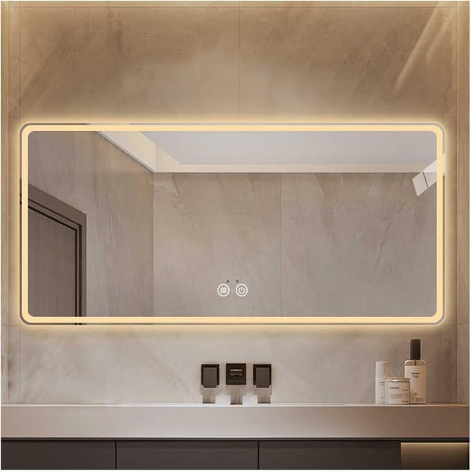 Bathroom Mirror with LED Lights，Smart Illuminated LED Bathroom by ZXCASDF