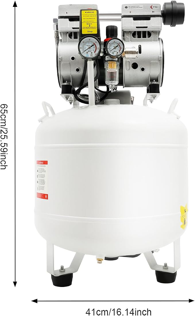 750W 40L Dental Medical Oil-Free Air Compressor, 115PSI 165L/min All-Copper - Image 2