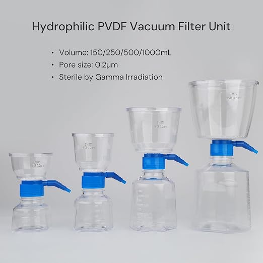 Pack of 4 Diposable Vacuum Filter Units 1000mL 0.2μm PVDF Hydrophilic Membrane - Image 2