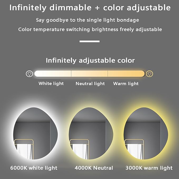 Illuminated LED Bathroom Mirror 500x800mm Wall Mounted Smart Vanity Mirror - Image 3