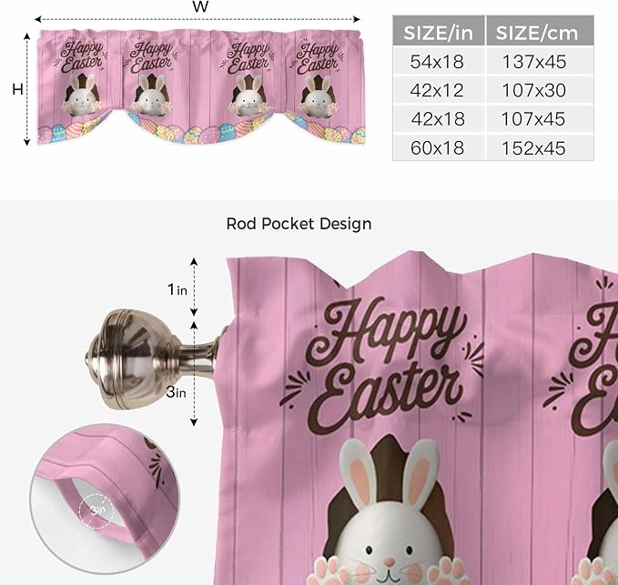 Pink Easter Tie Up Valance Curtains - Image 6