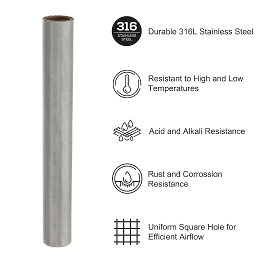 PATIKIL 40" L x 10" W Woven Wire Mesh, 200 Mesh 316L Stainless Steel Air Vent - Image 3