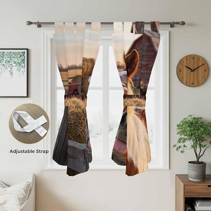 Farm Horses Living Room Curtains 84 Inch Length, Window Curtains Tab Top - Image 5