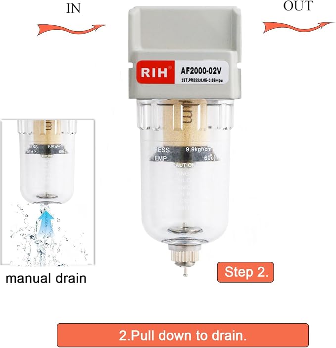 RIH 1/4" NPT Air Dryer for Compressor, Air compressor water separator, air - Image 3