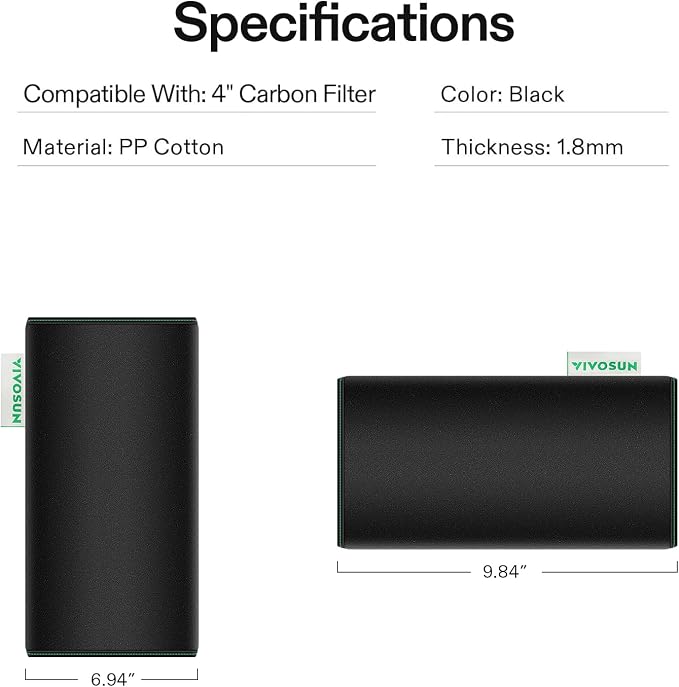 VIVOSUN 4 Inch Air Carbon Filter Smelliness Control - Image 6