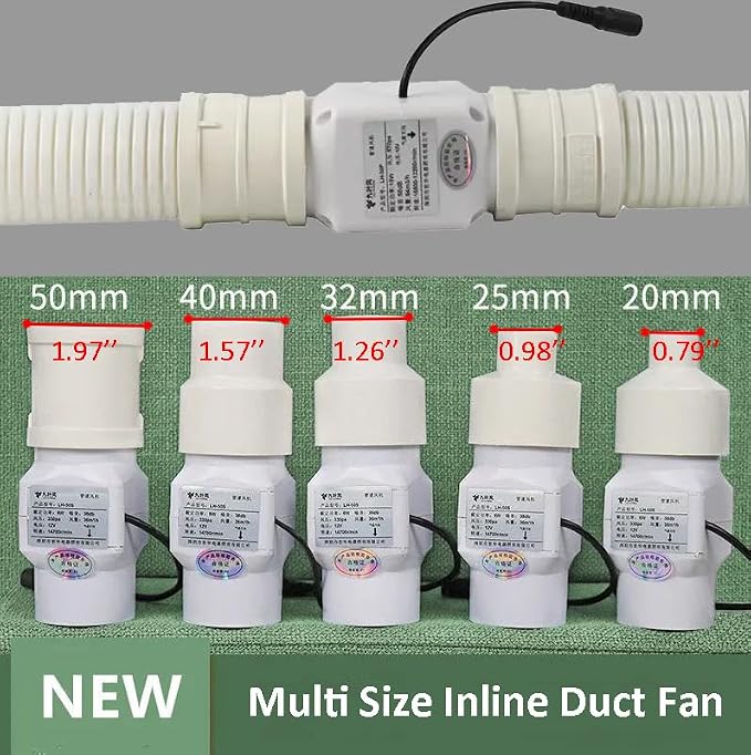1-1/4 inch 32mm Inline Duct Fan, 6W 22 CFM Ventilation System High Efficiency - Image 7