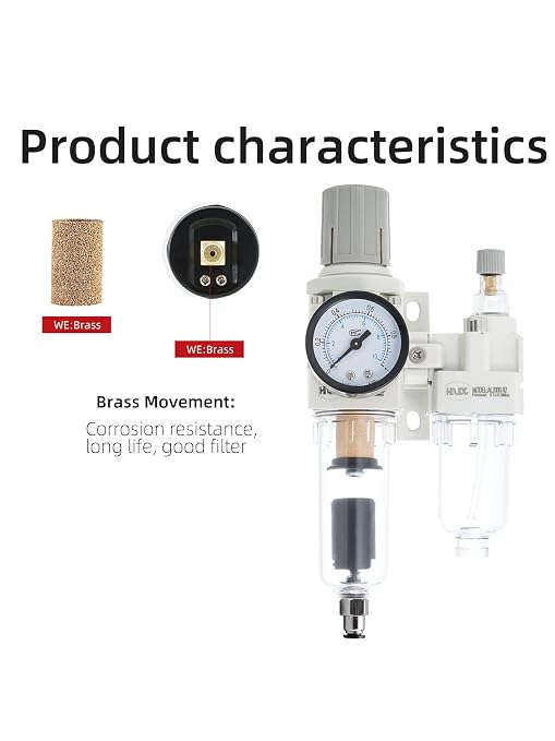 1/4" PT Compressed Air Filter Regulator Lubricator Combo Water/Oil Trap - Image 3