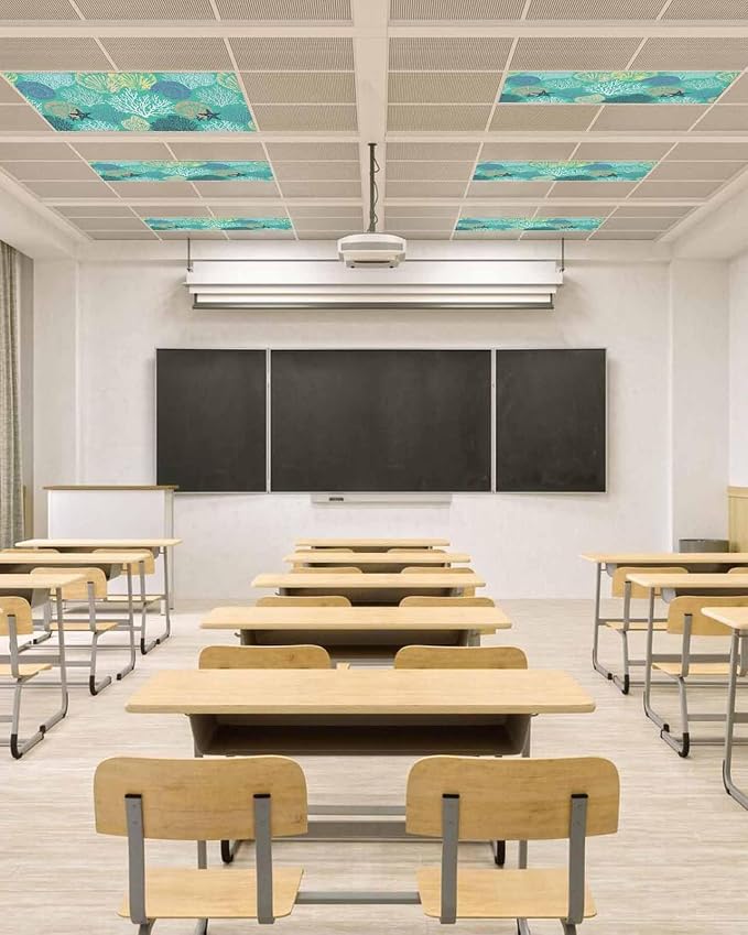 2 Pack Fluorescent Light Cover for Classroom Ceiling Light, Nautical Coastal - Image 4