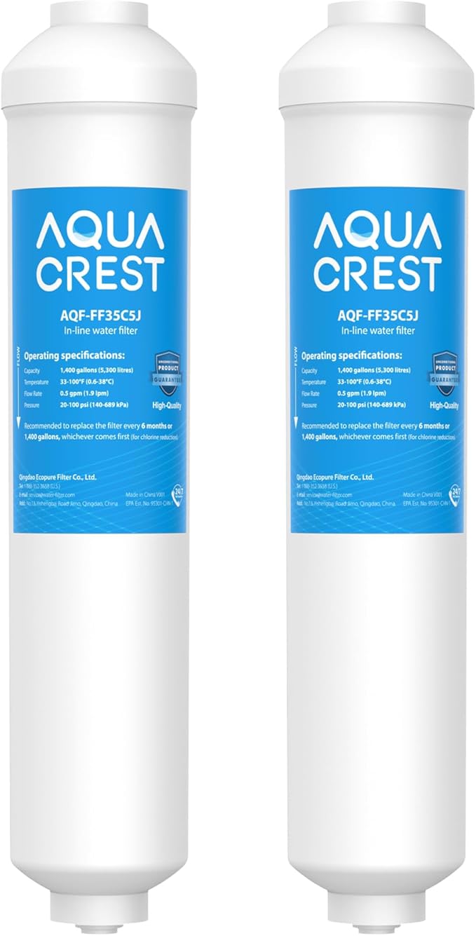 AQUA CREST FF35 Inline Water Filter Replacement, 1/4" Quick-Connect Replacement by AQUACREST