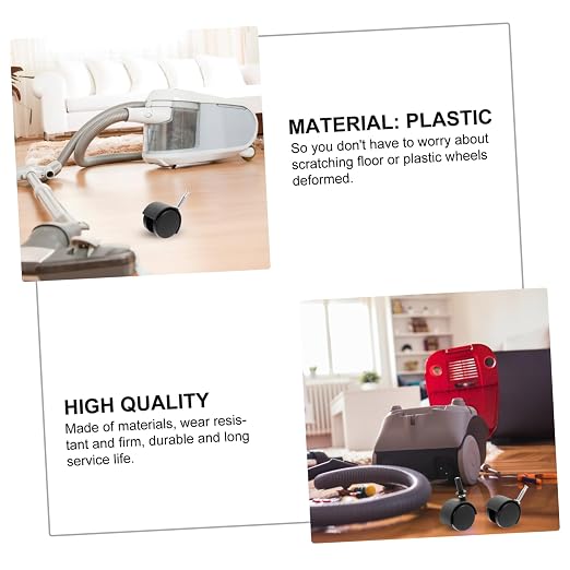 PRETYZOOM 3pcs Premium Plastic Vacuum Cleaner Casters Rotatable Silent - Image 2