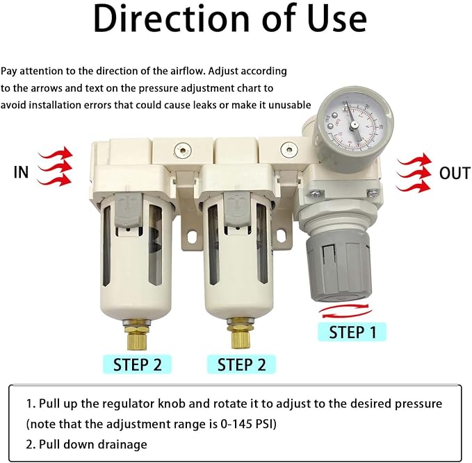 YSIL 3/8" NPT Air Filter Dryer Double Air Filters Compressor Water Separator - Image 3
